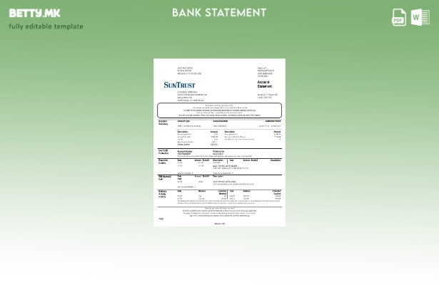 модерен стил САД Џорџија SunTrust банка за доказ за изјава за адреса шаблон